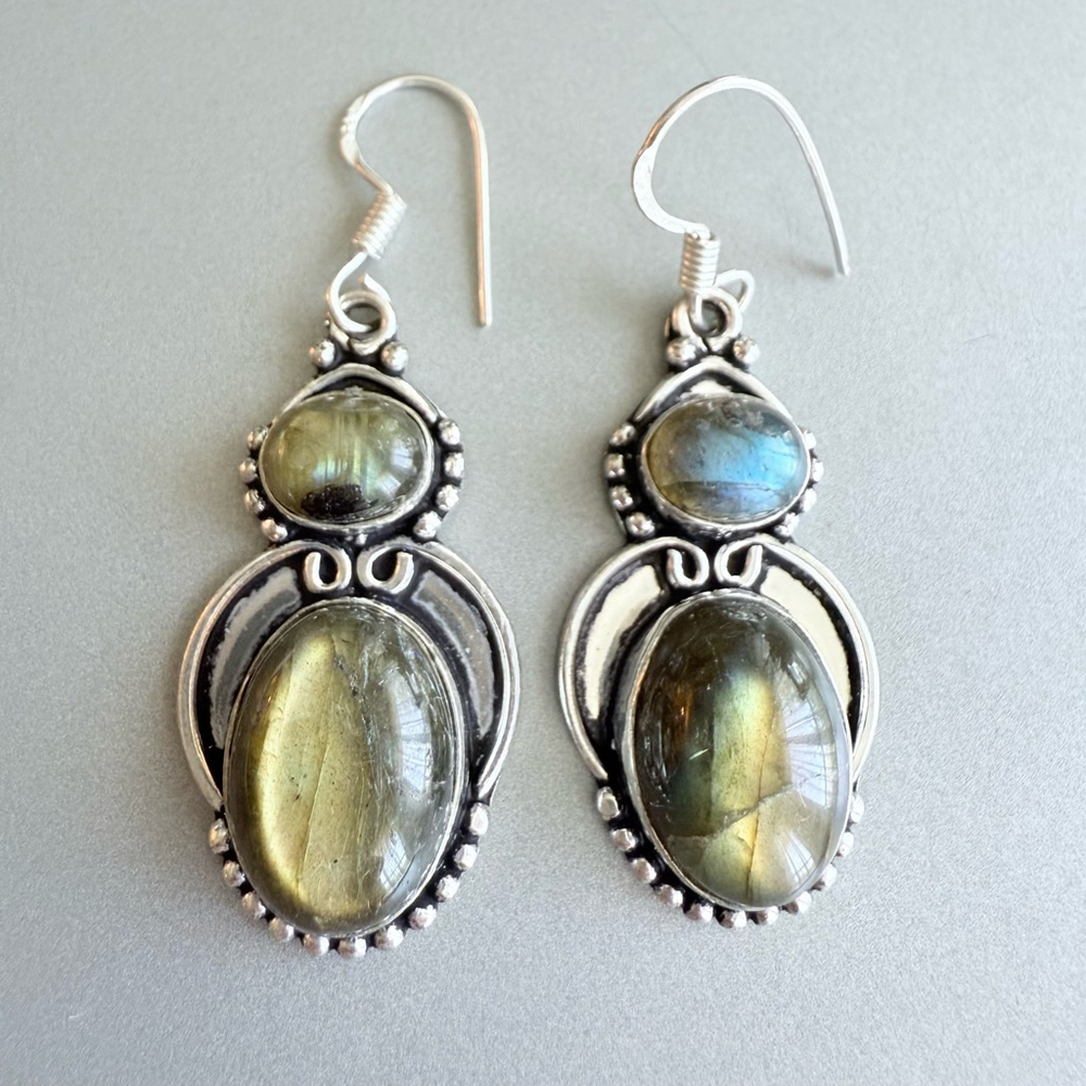 Labradorite Natural Gemstone Handmade Artisan 925 Sterling Silver Boho E…